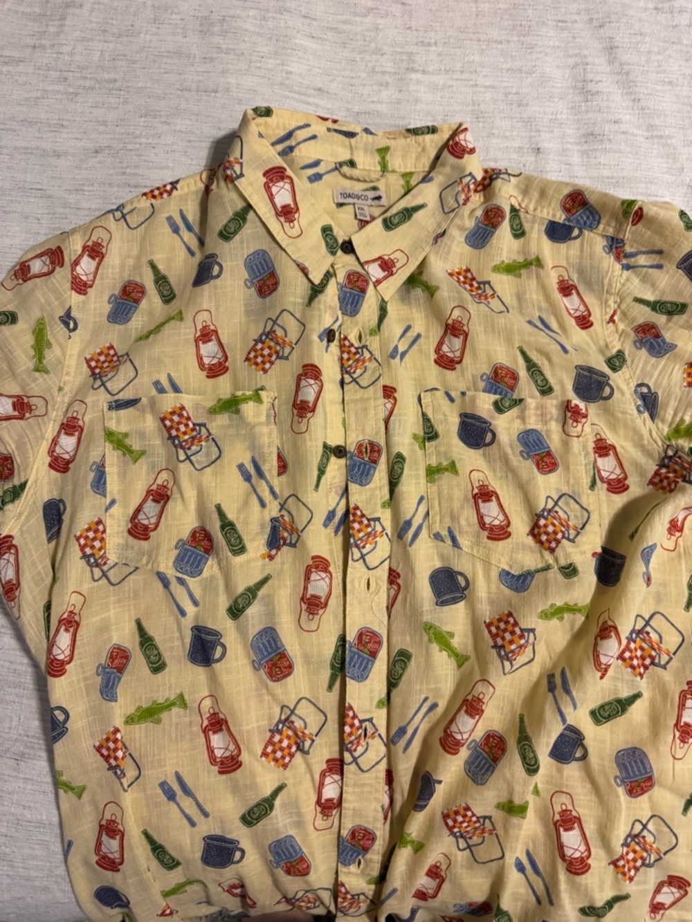 Toad&Co Light Yellow Camp Print Button-Up Shirt